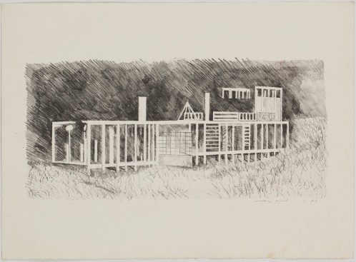Holl, Steven. Berkowitz House, 1986, working proof, lithograph on paper.