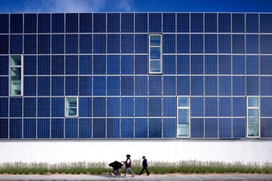 Tion’s adjustable hanger is the ideal attachment system for PV facades. Image Courtesy Tion Cladding Systems