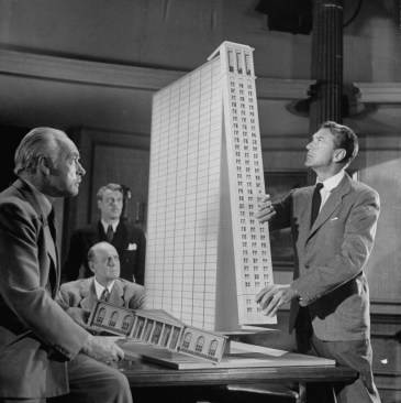 A scene from "The Fountainhead" (1949), featuring Gary Cooper as Howard Roark