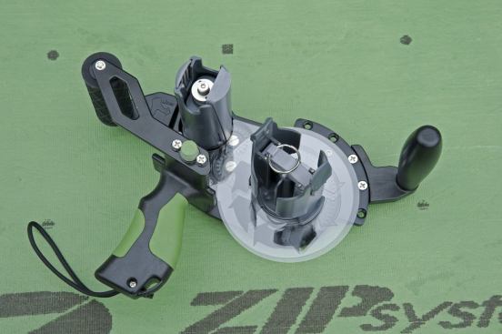 Huber Engineered Woods. The company has refined the tape gun for its ZIP System of structural roof and wall sheathing, which feature a built-in air and moisture barrier to eliminate the need for felt and housewrap. The tape gun, which is used to seal panel seams, loads twice as fast as the original gun and is designed to be more durable on the jobsite.
www.zipsystem.com.
–K.T.
