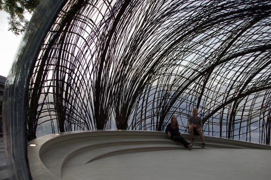 Inside the 2014-2015 iteration of the biomimetic research pavilion at the University of Stuttgart, in Germany.