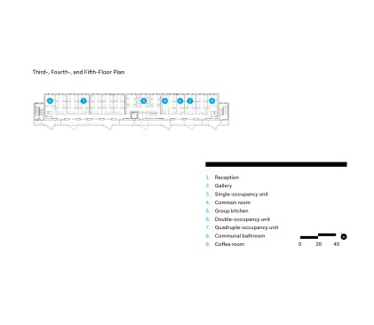 Third-, fourth-, and fifth-floor plan