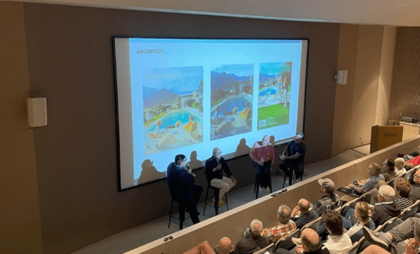 Capturing California Modernism: Photography and the Rise of an Iconic Architectural Style panel discussion at the Palm Springs Art Museum, with photos of the Kaufmann House by Slim Aarons. Photo by Sabrina Peters.