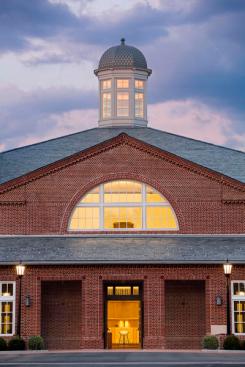 The entry portico at Robert A.M. Stern's Immanuel Chapel in Alexandria, Vir.