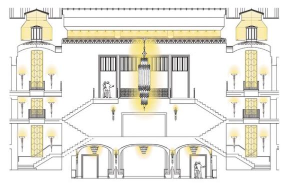 Longitudinal Section through the Main Lobby
