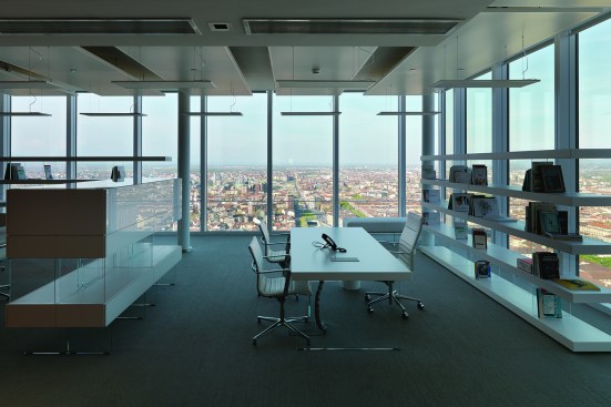 High ceilings allow daylight deep into office floor plates