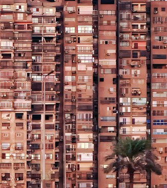 A residential tower in Cairo's West Bank reveals significant unit-level facade customization.