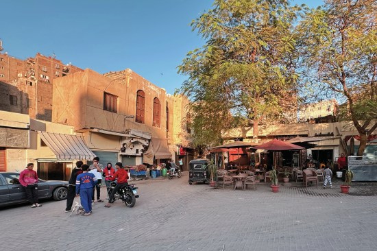 An active urban space in Cairo's historic Al Khalifa district.
