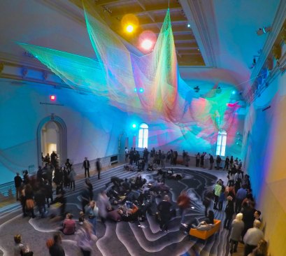 Echelman's piece, also titled “1.8” like her 2015 London installation, was designed for the Smithsonian American Art Museum’s Renwick Gallery’s Grand Salon as part of its “Wonder” exhibit.