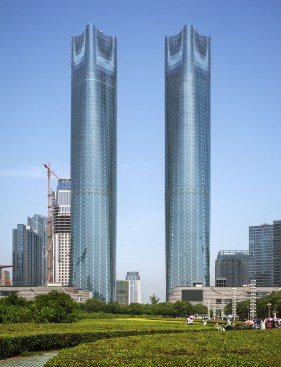 Southeast view of towers from Century Square
