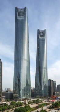 View of towers from north