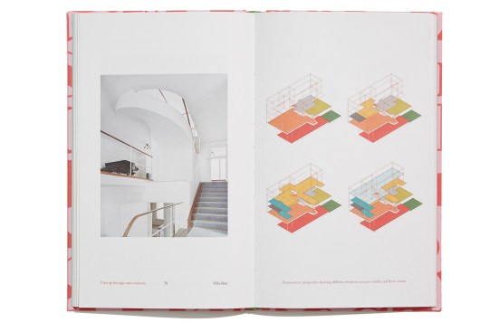 Photograph (left) and axonometric diagram (right) of Villa Beer