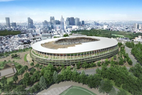 Kengo Kuma's winning design for the New National Stadium in Tokyo.