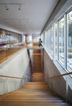 Double staircase leading to auditorium.