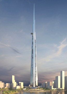 The Kingdom Tower in the context of the city skyline.