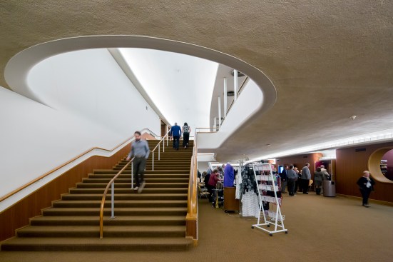 Staircase to second-level lobby