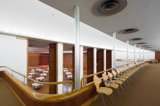 View into chamber music hall from upper lobby