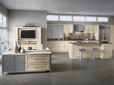 KraftMaid cabinetry in a biscotti finish.