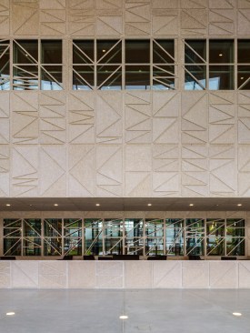 Detail of OSB panels and engineered joists in concert hall
