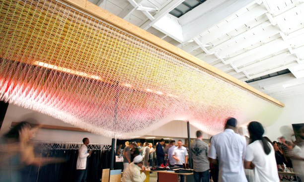 For the Revolve clothing showroom in West Hollywood, Calif., Sports crafted “Life Will Kill You,” a cloud-like volume from electrical lamp cord and more than 100,000 zip ties to contrast with the boutique’s high-end clothing.