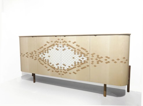 The Ecaille sideboard, by Studio Line & Raphaël,  was designed using new technologies such as 3D modeling, digital cutting and 3D printing.
