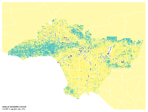 Map of hydrology and urban ground cover from De Monchaux's Los Angeles case study
