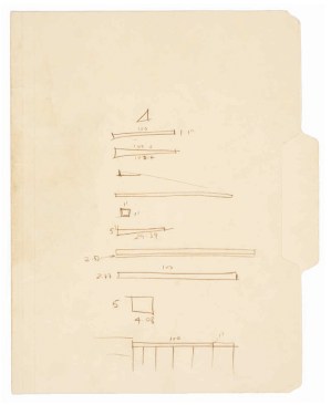 Matta-Clark's folder containing the deeds to his 11 New York properties, whose outlines are sketched on the cover