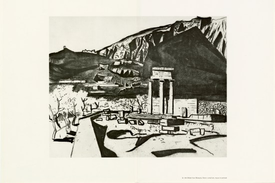 Delphi from Marmaria, Greece, sketch in crayon by Louis Kahn (1951)