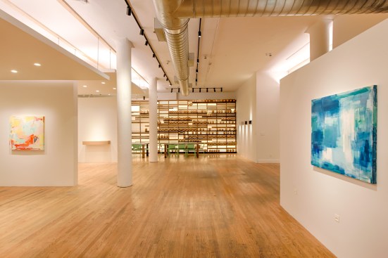 Different display areas feature the company's product portfolio so architects and lighting designers can see application options.