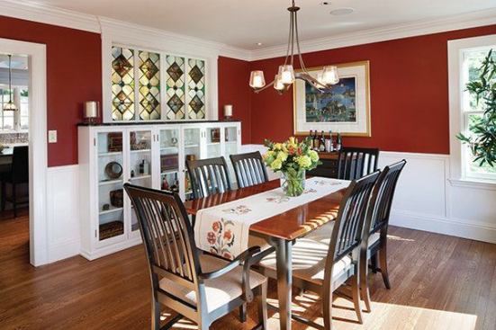 The interior embraces the home's historical accents. The five-color palette was based on colors used in similar turn-of-the-century homes, and the existing hardwood floors—a blend of oak and fir—were maintained wherever possible.