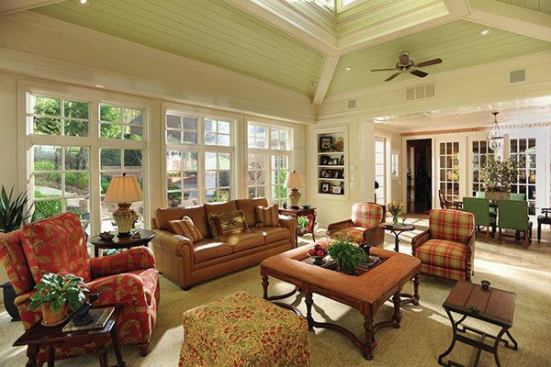 With ample seating and an open layout, the sunroom is perfect for entertaining throughout the year.