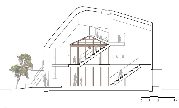 Clover House, longitiudinal section