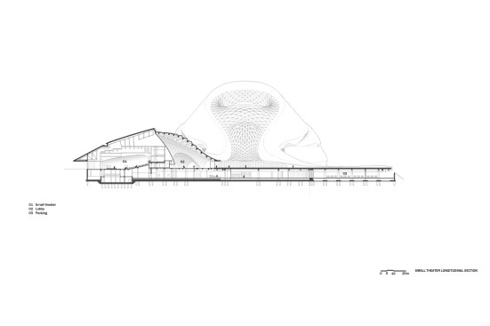 Small theater longitudinal section
