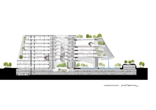 Xinhee Design Center, longitudinal section