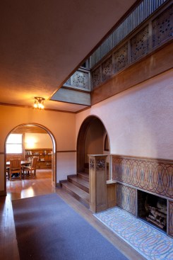 The main hall, looking towards the library, with the atrium.