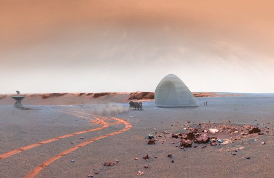A
transparent exterior ETFE membrane prevents the 3D-printed ice shells from
sublimating into the Martian atmosphere.
