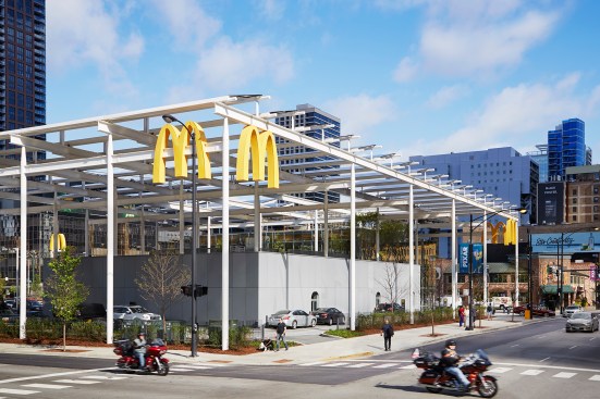 For all the site’s sustainable features, it still includes a drive thru