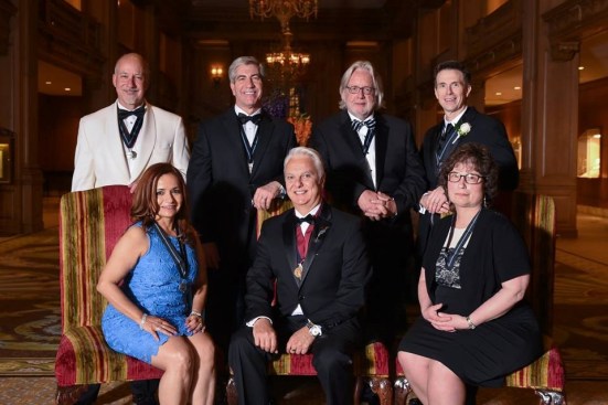 The 2016 winners of the NCARB President's Medal for Distinguished Service with outgoing NCARB president Dennis Ward, FAIA (bottom center).