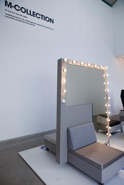 A vanity table from the M-Collection designed by van Eijk and Miriam van der Lubbe of Van Eijk & Van der Lubbe for the renovation of the Muziekgebouw concert hall in Eindhoven, the Netherlands. 
www.ons-adres.nl