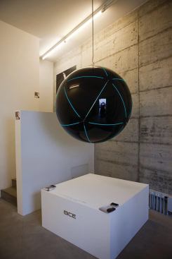 Tron much? Only the seams of the oversized spherical Gice lamp by Dutch Standard reveal the source of its illumination. 
thedutchstandard.com