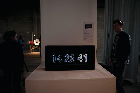 On London-based Hye-Yeon Park's In-Betweening Clock, the shifting forms of adjacent digits are displayed in an overlapping and highly graphical fashion as they morph into each other. 
hyeonpark.com