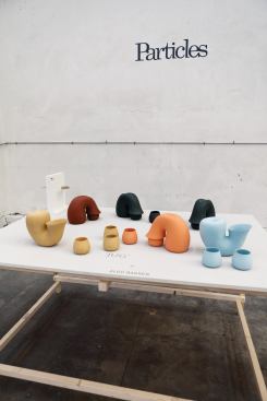 For Amsterdam pop-up Particles Gallery, Aldo Bakker fashioned a biomorphic water pitcher called Jug, complete with drinking cups that doubled as lids. 
aldobakker.com, 
particlesgallery.com