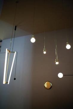 London-based Michael Anastassiades, who has brought nakedly linear lighting to the fore in recent years, did brisk business out of his Euroluce booth this year. 
www.michaelanastassiades.com