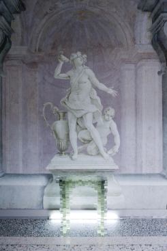 In an unlikely fashion-accessories showroom situated in a 17th-century palace, Nilufar Gallery matched the exquisite vintage interior with a pixelated resin console by Argentine Estudio Núcleo. 
estudionucleo.com, 
www.nilufar.com