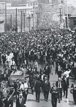 Mourners during the funeral procession for Martin Luther King Jr.