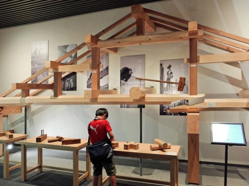 A partial model of a building roof assembly, revealing the sequential nature of construction using prefabricated building components.