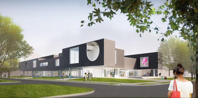 Northwest corner of the Moody Center for the Arts at Rice University
