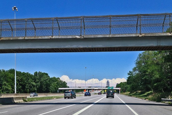 Crumbling pedestrian bridge over Interstate 71 in Cleveland (2014)