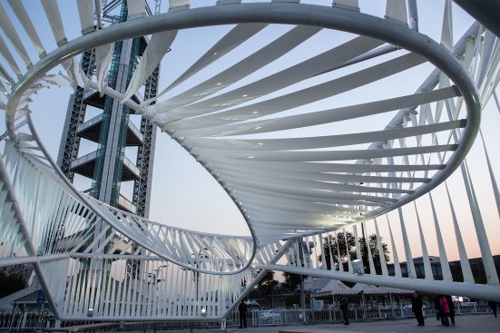 View from within Outdoor Room plaza pavilion by MODU