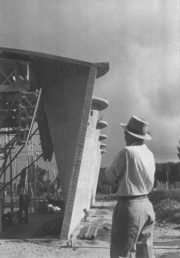 Eladio Dieste at Atlantida Church in Uruguay, c. 1959